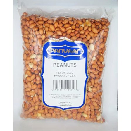 Parivaar Peanuts, Raw Whole With Skin (Uncooked, Unsalted) 4 Pound (64oz) ~ All Natural - USA Grown Red Skin Spanish Grade