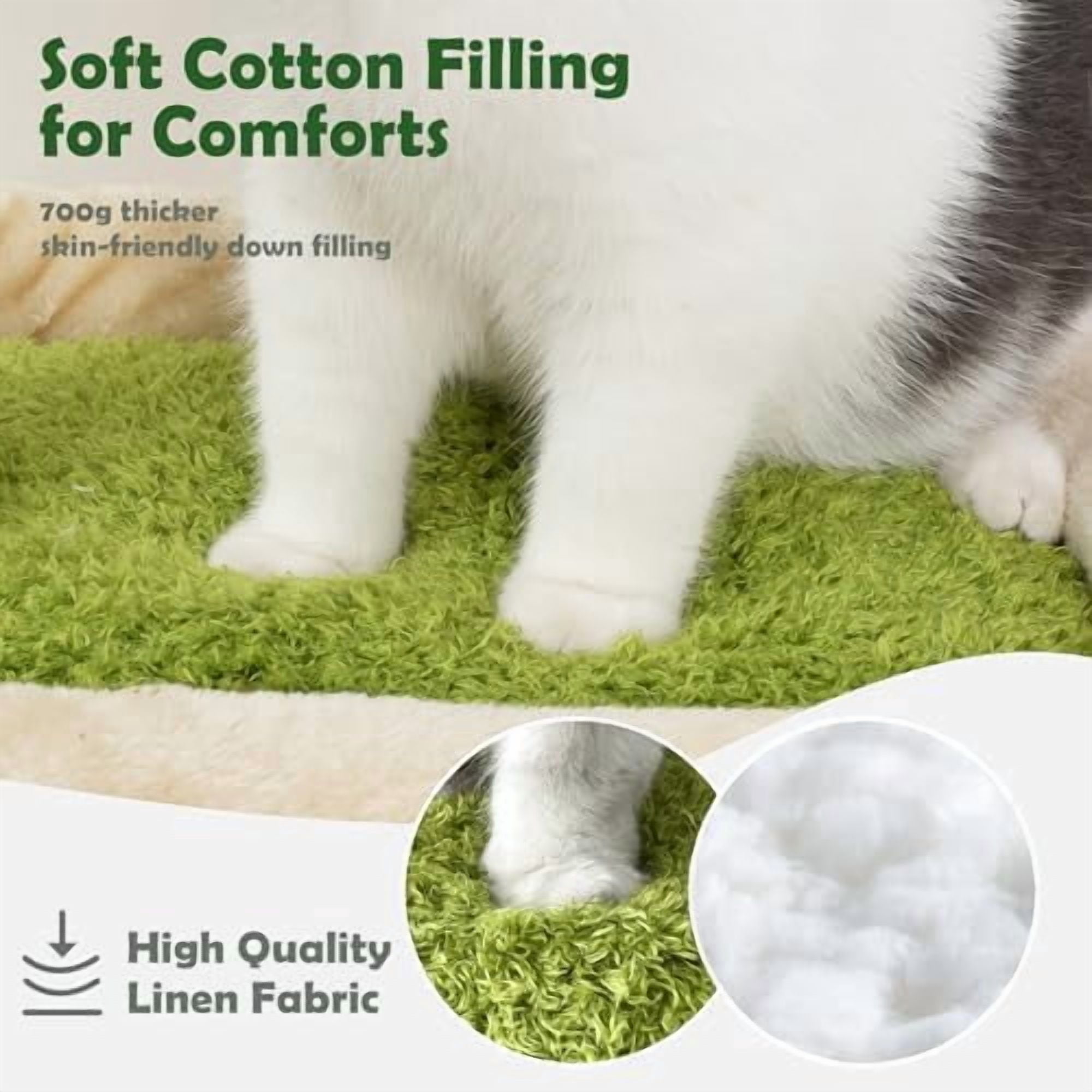 Palm Cat Tree Tower for Indoor Cats with Cozy Cat Condo, 33'' Natural Sisal Scratching Posts and Plush Pom-pom for Small Kitty