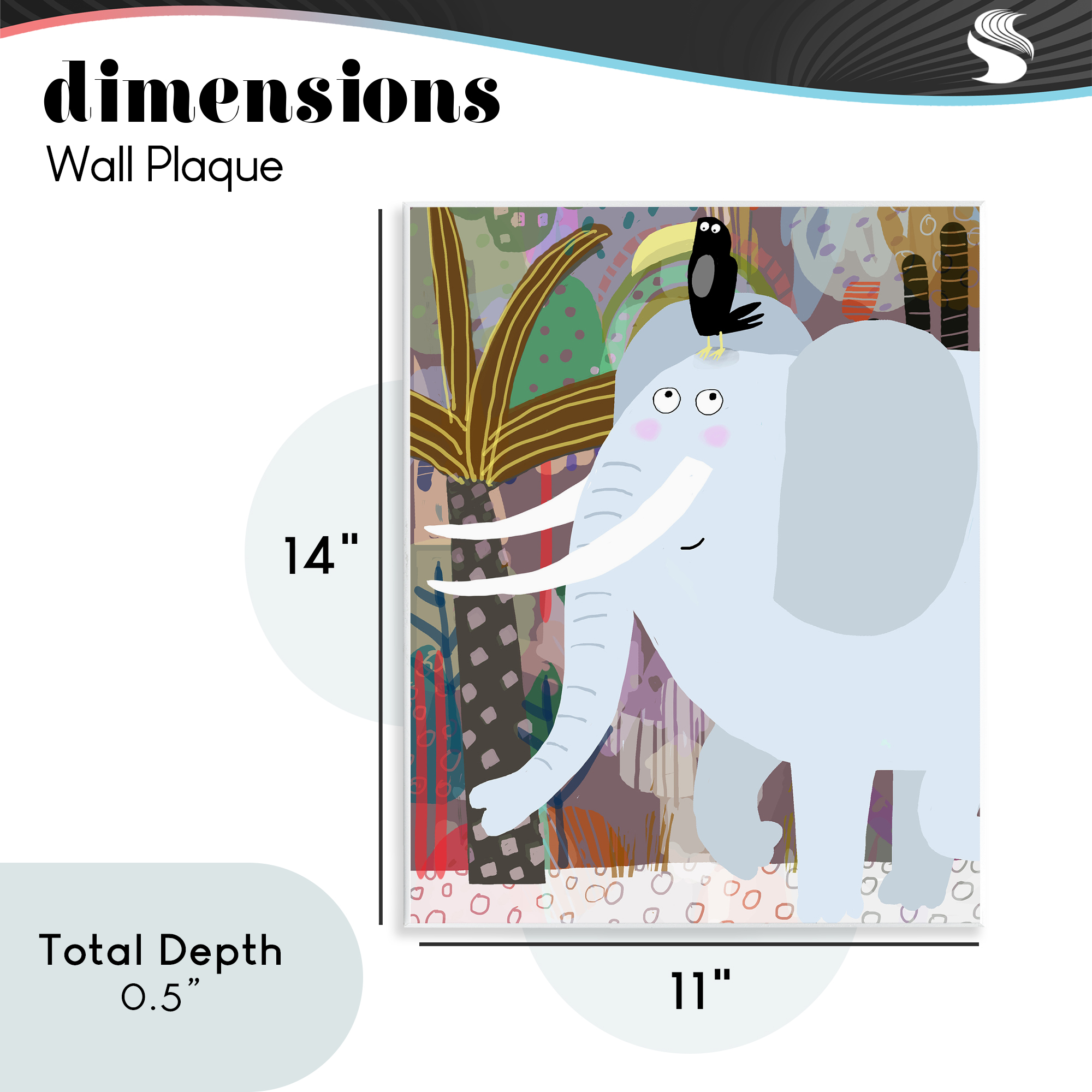 Elephant & Toucan in Jungle Wall Plaque Art, design by Carla Daly