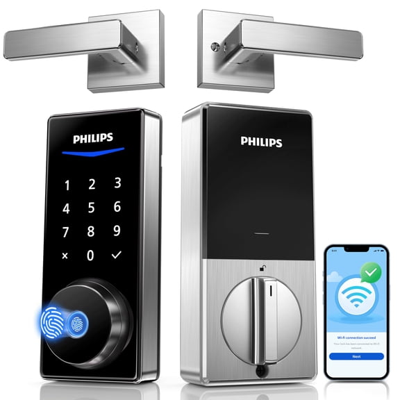 Cerradura inteligente Wi‑Fi Philips con manijas y teclado con huella digital
