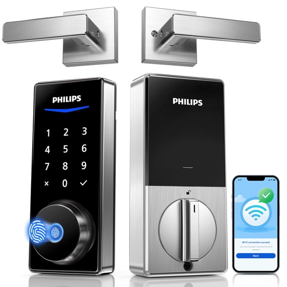Cerradura inteligente Wi‑Fi Philips con manijas y teclado con huella digital