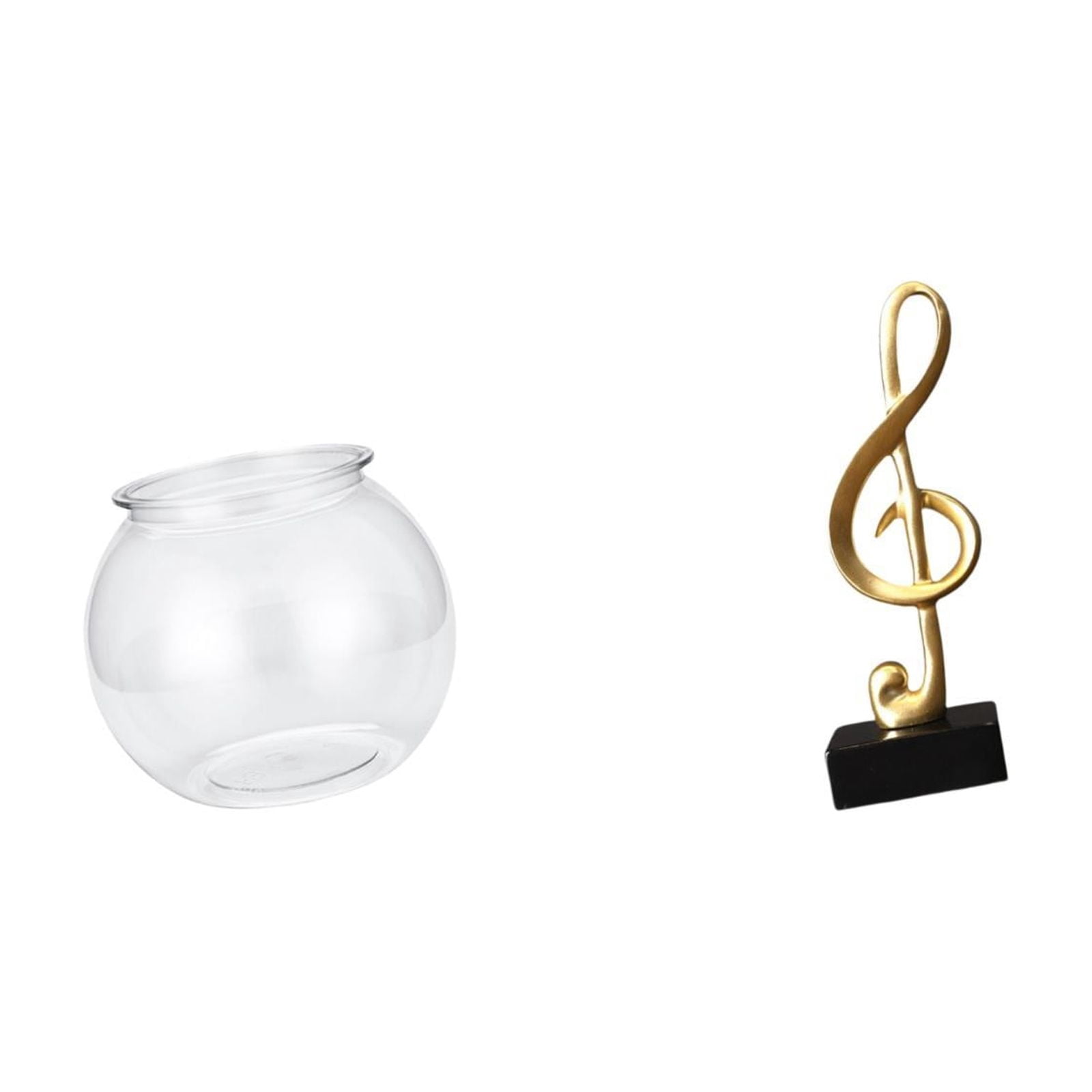 Transparent Fish Tank Vase Music Note Sculpture Resin Material for Desktop Office Home Decoration Fishes Lovers