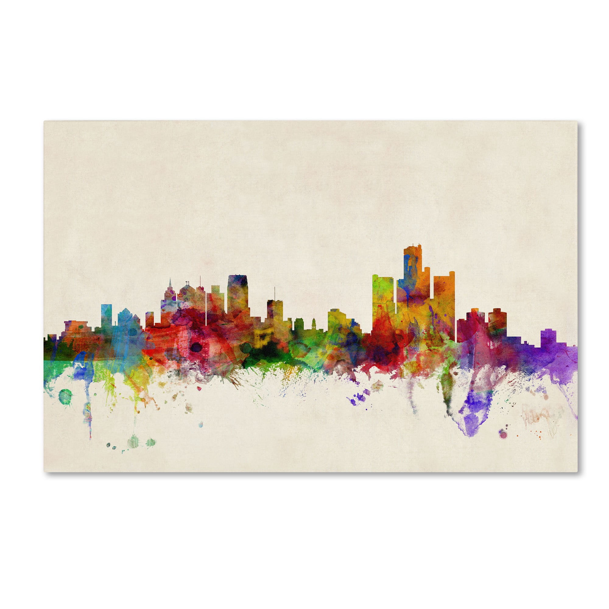 Trademark Fine Art "Detroit, Michigan" Canvas Art by Michael Tompsett