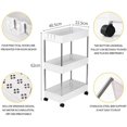 thumbnail image 3 of 3-Tier Storage Cart, Bathroom Rolling Utility Cart, Storage Organizer Shelf Rack, Mobile Shelving with 3 Storage Baskets for Kitchen, Living Room, Bathroom, Laundry Room, 3 of 4