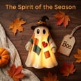 thumbnail image 7 of Lighted Vintage Patchwork Ghost, Vintage Halloween Decor, Patchwork Ghost with Pumpkin Lantern, Rustic Ghost Figurine for Mantel Shelf Entryway Porch, 7 of 7
