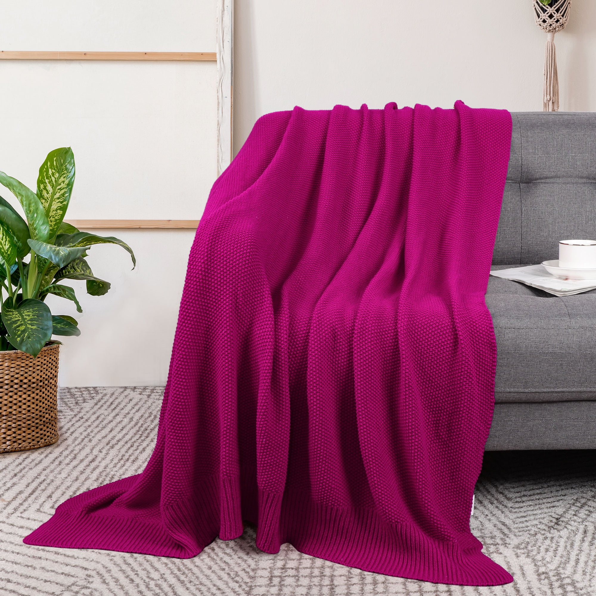 Cotton Soft Knitted Throw Solid Blanket