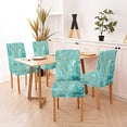 thumbnail image 2 of Abstract Turquoise Chair Covers for Dining Room 4 Pack Decorative Turquoise and Golden Paints Super Fit Stretch Removable Washable Short Dining Chair Protector Cover, 2 of 5