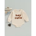 thumbnail image 2 of xiaxaixu Toddler Baby Waffle Rompers Letter Pattern Patchwork Long Sleeve Jumpsuit for Newborn Infant Cute Clothes, 2 of 8