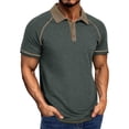 thumbnail image 1 of T-shirts pour Hommes Printemps Manches Courtes Col à Revers Polyvalent Été Vert m, 1 of 1