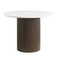thumbnail image 4 of Morden Fort Round Dining Table with Sintered Stone Tabletop and Wood Strip Base, 41.7" Kitchen Round Modern Dining Table for 2-4, White, 4 of 5