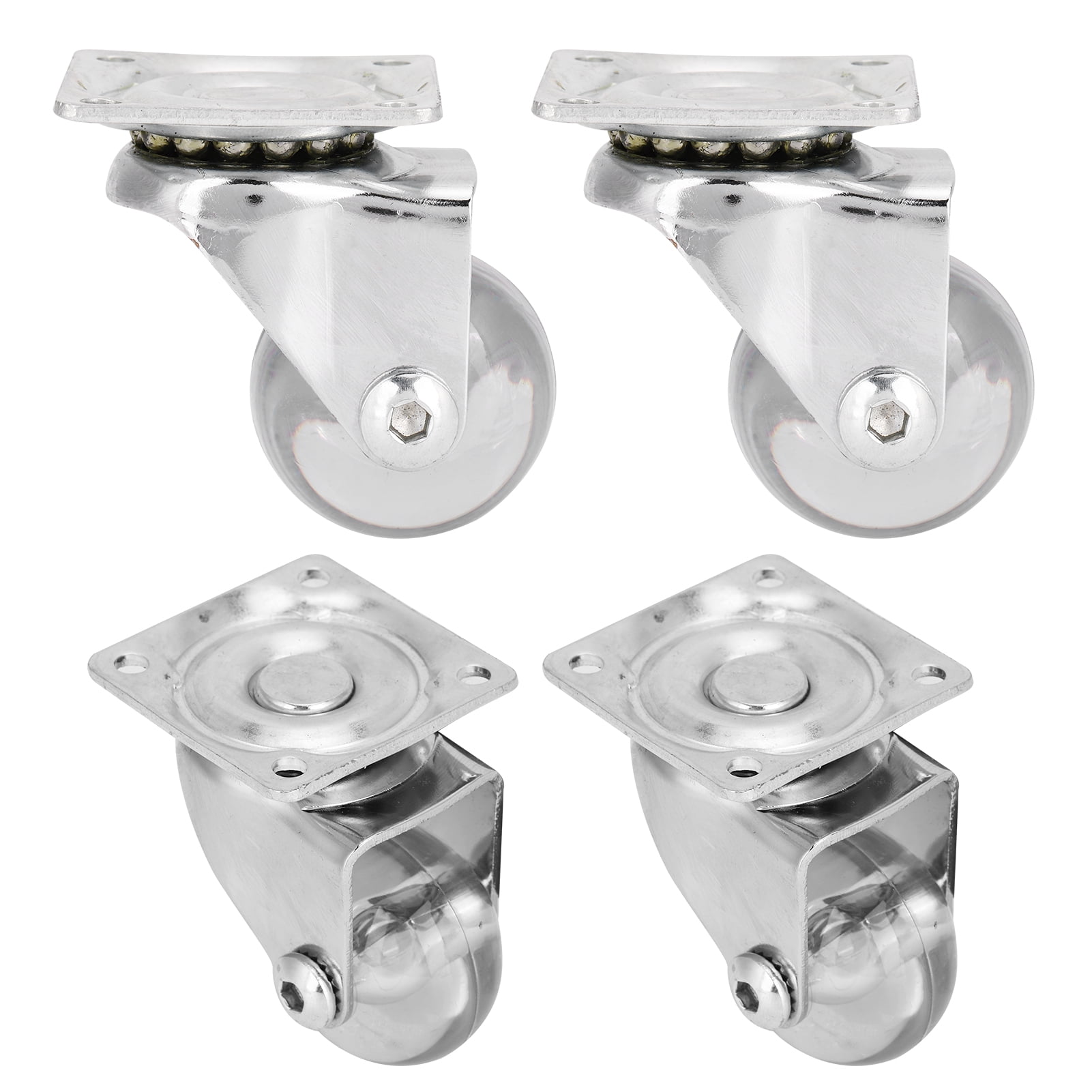 Small Caster Wheels For Furniture, Non-Marking Low Profile Casters, Heavy Duty Polyurethane Rubber Silent Casters, Smooth 360 Degrees Rotation, Set Of 4