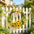 thumbnail image 5 of Summer Home Wreath with Sunflowers and Bees, Rattan Door Decor, 13.77 Inch Artificial Floral Garland for Wall, Porch, or Garden, 1 Piece, 5 of 7