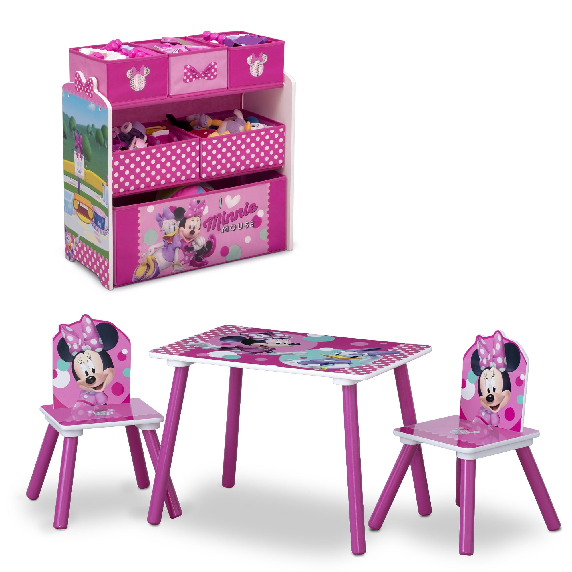 Minnie Mouse Table Chairs Set Kids Toddler Girl Play Room Activity Gift New 