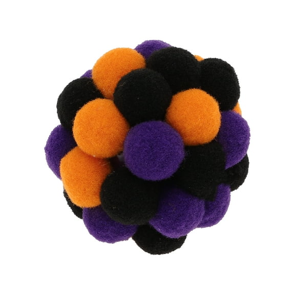 1 Pc Portable Ball Shape Cat Teaser Toys with Bell for Outdoor Black Orange