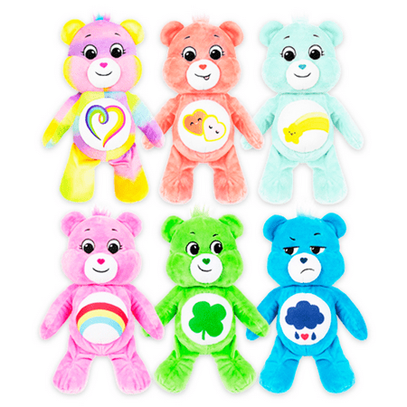 care Bears- 6 PCS Plush Toy Assortment Features Tender Heart, Grumpy, Cheer, Good Luck, Share, and Funshine-Limited Edition