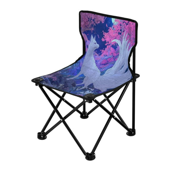 Folding Chair（Maximum weight capacity 220lb）Camping Chair For Camping Picnicking Outdoor Beach and Travel White Spirit Fox