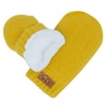 thumbnail image 2 of Jan & Jul baby toddler warm fleece lined thumbless knit mittens for fall winter (S: 3-9m, Mustard), 2 of 6