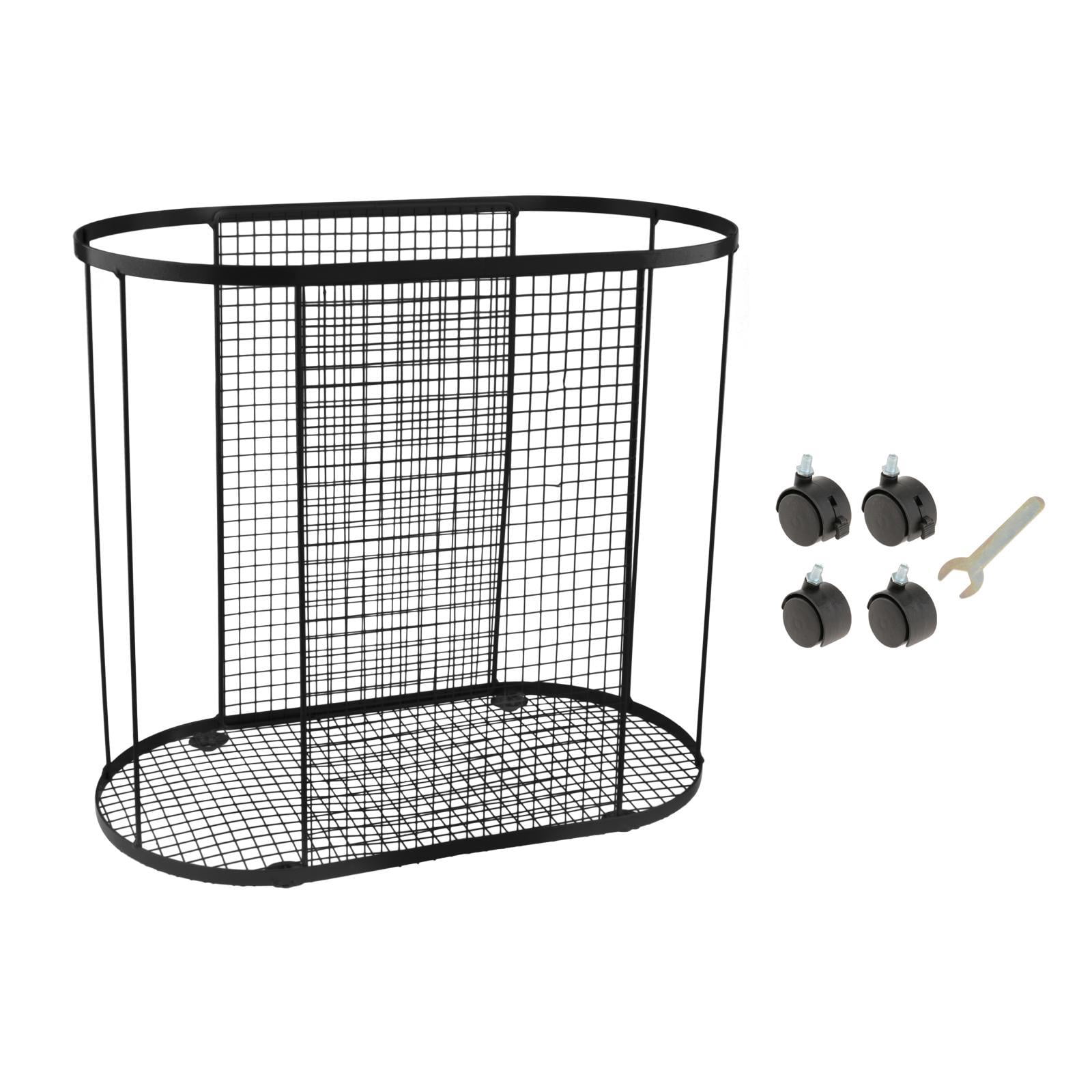 Dualoai Yoga Mat Storage Rack Basket, Workout Equipment Home Gym Storage Rack with Wheels for Dumbbell Kettlebells Resistance Bands Black