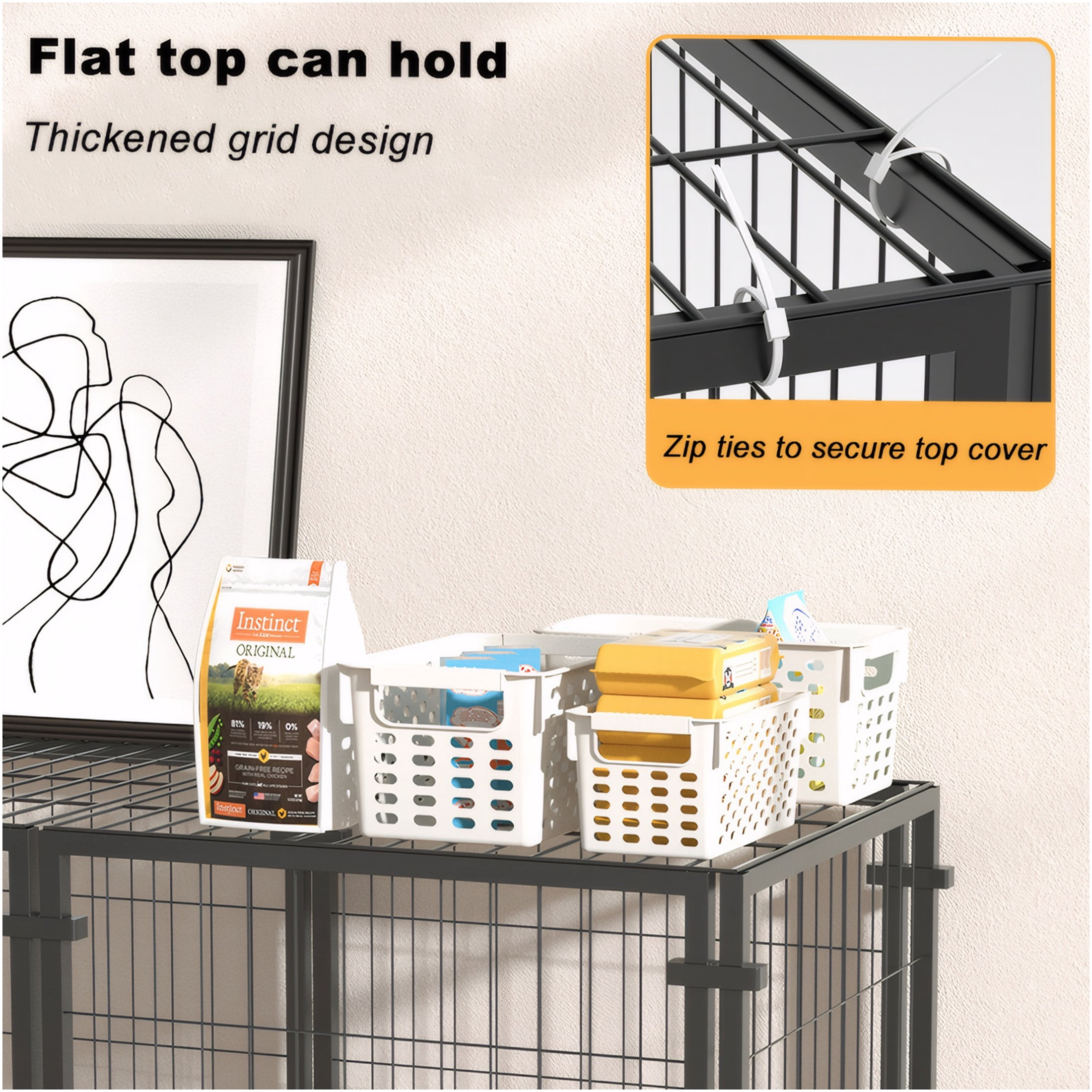 JERFIT 47.2 Inch Heavy Duty Metal Dog Crate & Playpen, Indoor Outdoor Pet Kennel with Lockable Door, for Small Medium Large Dogs, Black