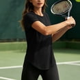 thumbnail image 5 of Inverlee Womens Open Back Athletic T-Shirts Short Sleeve Crewneck Workout Tops Breathable Moisture-Wicking Fabric Tees Gym Running Yoga Activewear Black L, 5 of 9