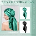 thumbnail image 3 of 35 Inch Silky Head Scarf 2 Pcs Large Square Neck Scarf Sleeping Hair Wrapping Satin Bandana for Women, 3 of 7