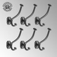 thumbnail image 2 of Renovators Supply Black Wrought Iron Robe and Coat Double Hooks 5 in. L Rustic Entry Way Hat or Jacket Hanger Wall Mount w/Screws Pack of 6, 2 of 3