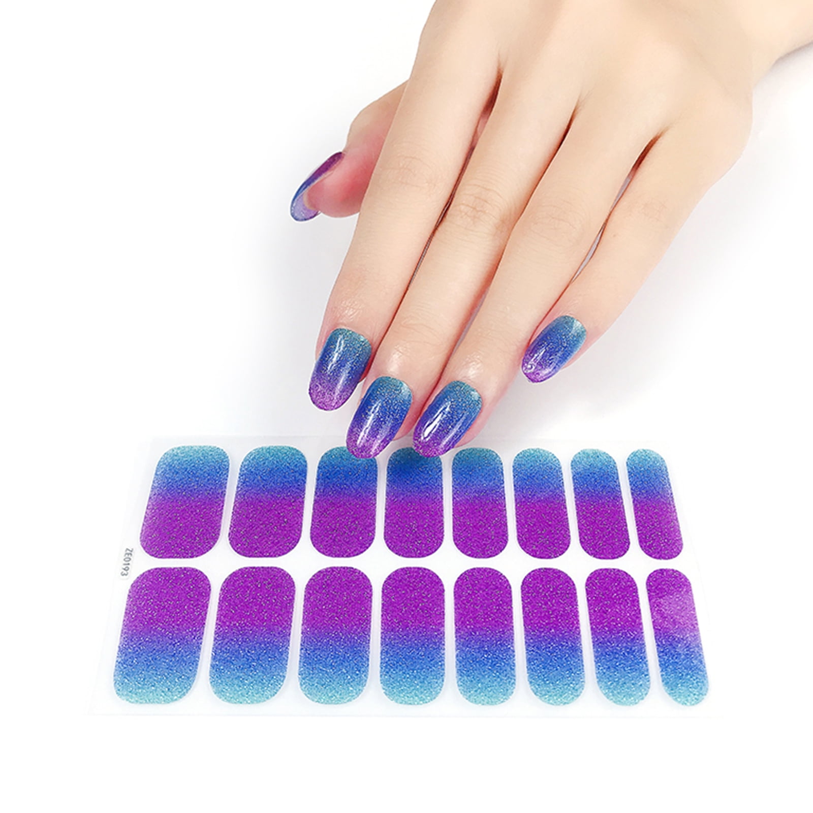 TINYSOME Semi Cured Gel Nail Polish Strips Glitter Full Nail Wraps Nail ...