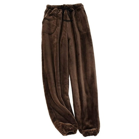 

Men Flannel Fleece Pajama Pants Plush Cinch Lounge Jogger Drawstring Trousers