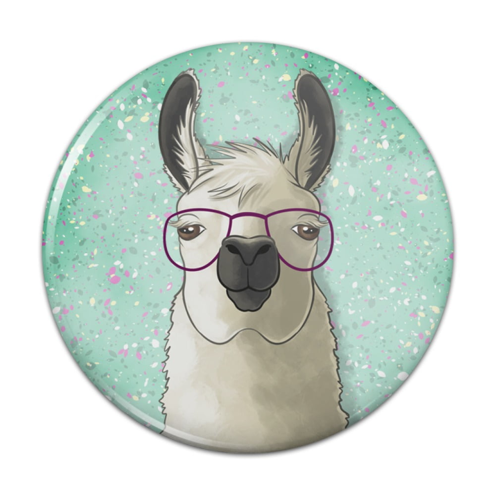 Hip Llama with Glasses Compact Pocket Purse Hand Cosmetic Makeup Mirror