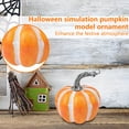 thumbnail image 4 of Halloween Pumpkin Decorations, Striped Metal Small Pumpkin Decor for Indoor Halloween Table Decor, Rustic Fall Mantel Decor for Home Shelf and Coffee Table, 1 Pack Red Orange, 4 of 5