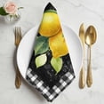 thumbnail image 2 of Yellow Lemon Cloth Napkins, Summer Botanical Black White Checkered Washable and Reusable Dinner Napkins Set of 6, Table Napkin for Kitchen Party Birthday Wedding Hotel Housewarming 20"x20", 2 of 9