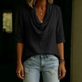 thumbnail image 5 of Warop Womens 3/4 Sleeve Tops Fall Cowl Neck Shirts Solid Office Business Dressy Casual Outfits, 5 of 6