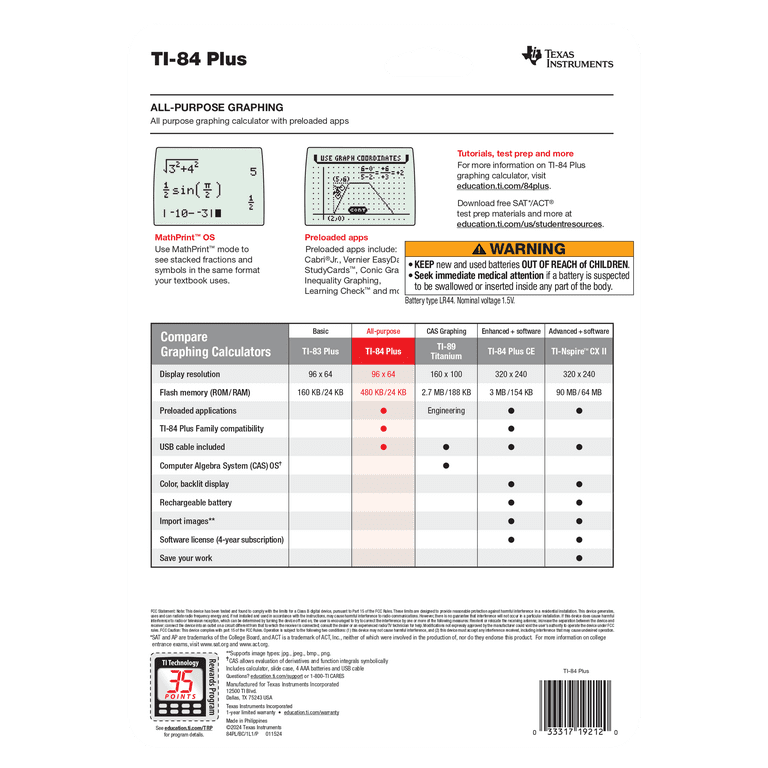 Texas Instruments TI-84 Plus Graphing Calculator for School Texas Instruments TI-84 Plus Graphing Calculator for School
