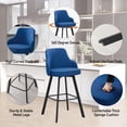 thumbnail image 4 of FIRAVOE Bar Stools Set of 3, 30" Swivel Bar Height Bar Stools with High Back, Linen Kitchen Barstools Bar Height for Kitchen Island (Blue, 3PCS 30" Bar Stools), 4 of 5