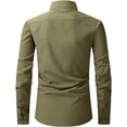thumbnail image 2 of XINQIHANG Chemise Habillée à Manches Longues pour Hommes Coupe Régulière Décontractée Boutonnée Unie avec Poches, 2 of 7