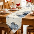 thumbnail image 2 of Navy Blue Pumpkin Fall Table Runner Linen Burlap Table Runner 90 Inches Long Thanksgiving Botanical Maple Leaf Dresser Scarves for Kitchen Island Coffee Dining Room Party Holiday Decoration 13"x90", 2 of 8