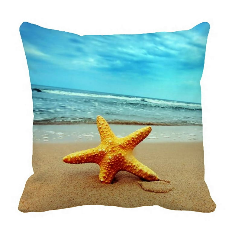 Beach theme pillow top covers