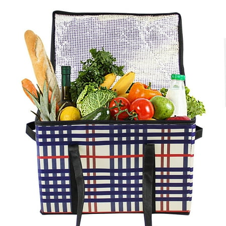 DL furniture - Insulated Food Carrier Delivery Reusable Grocery Box Bag with insulated lining Reinforced Food Container Saver (2 packs)