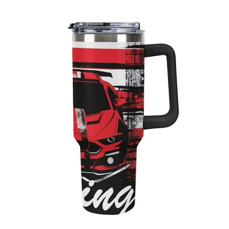 

Dirt Track Racing Car Bike Driver Racer Tumbler with Handle and Straw 40 oz Stainless Steel Leakproof Travel Coffee Mug Car Cup Vacuum Water Bottle 40oz