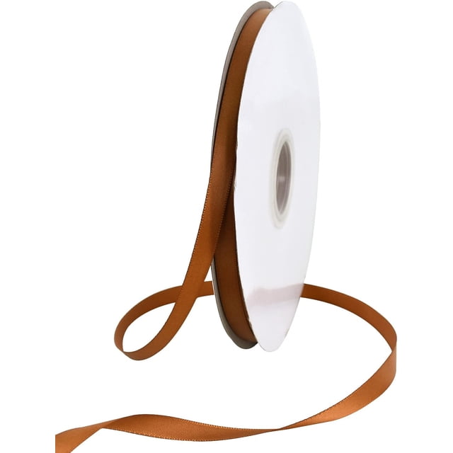 TONIFUL 3/8 Inch x 100yds Coffee Brown Color Satin Ribbon Thin Solid Fabric Ribbons Roll for Gift Wrapping Invitation Floral Hair Balloons Craft Party Wedding Decoration Valentine's Day Bouquet