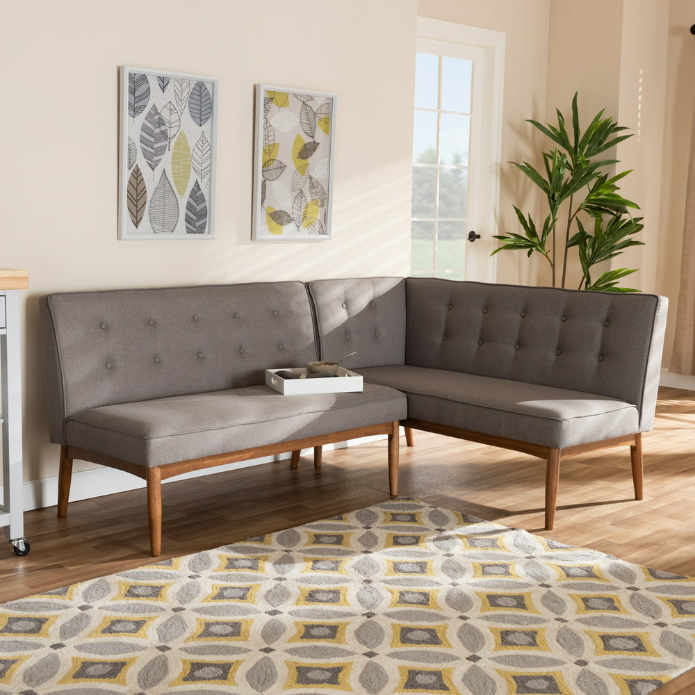 Baxton Studio Arvid Mid-Century Modern Gray Fabric Upholstered 2-Piece