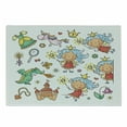 thumbnail image 1 of Cutting Board, Cartoon Cartoon Pattern with Magic Wand Dragon Dress Unicorn and Crown Little, Decorative Tempered Glass Cutting and Serving Board, Small Size, Multicolor, by Ambesonne, 1 of 1