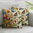 thumbnail image 3 of Nawypu Colorful Flowers Dragonfly Butterfly Throw Pillow Covers, Spring Flower Holiday Cushion Case Decoration for Sofa Couch, 3 of 5