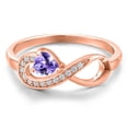 thumbnail image 3 of Gem Stone King 18K Rose Gold Plated Silver Blue Tanzanite Infinity Ring for Women (0.40 Cttw, Heart Shape 4MM, Gemstone December Birthstone, Size 7), 3 of 6