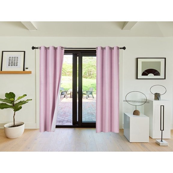 Blackout Heat And Light Blocking Set of 2 panels Window Curtain Treatment Light Pink Color 84" Long for Bedroom Home Décor