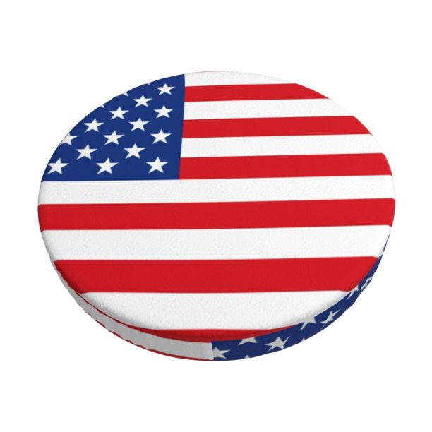 Disketp America Flags3 Funda Redonda para Taburete, Funda de Cojín para Silla de Bar Suave y Elástica-12 inch