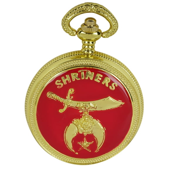 Trendy Zone 21 Shriner's Pocket Watch Pocket Watch with 14” Long Chain 3 Black Hand, with Japanese Quartz Movement and Gift Box Memorable Gift for Men & Women