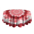 thumbnail image 5 of Red White Tie Dye Mandala Pattern Round Tablecloth 60"x60",Wrinkle Wipeable Table Cloth for Kitchen Dining Room Picnic Patio Party, 5 of 6