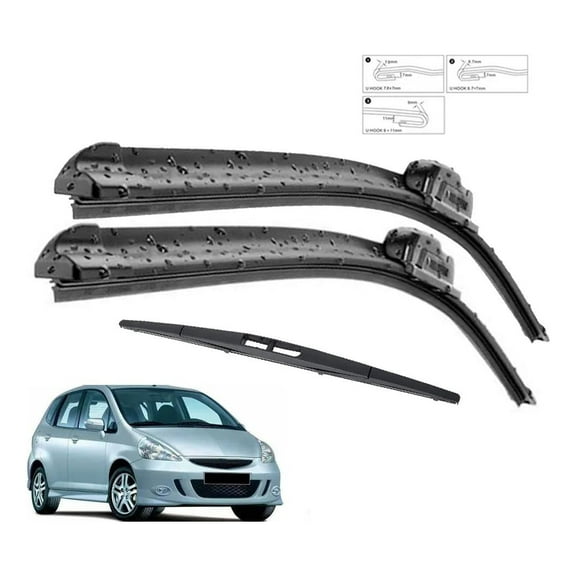 Applicable to Set of 3 Windshield Wipers for Honda Fit Jazz Mk1 2002-2008
