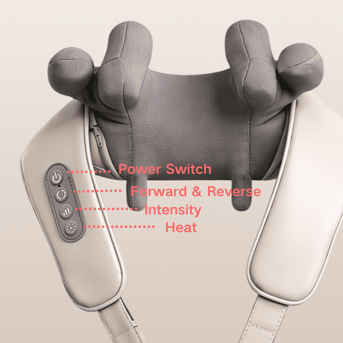 SpaceMuse Cordless Shiatsu Back Neck Massager with Heat, Deep Kneading for Shoulder Muscle Relief, Portable for Home, Office, Car, Ideal Gift for Men&Women, Mom&Dad, Beige